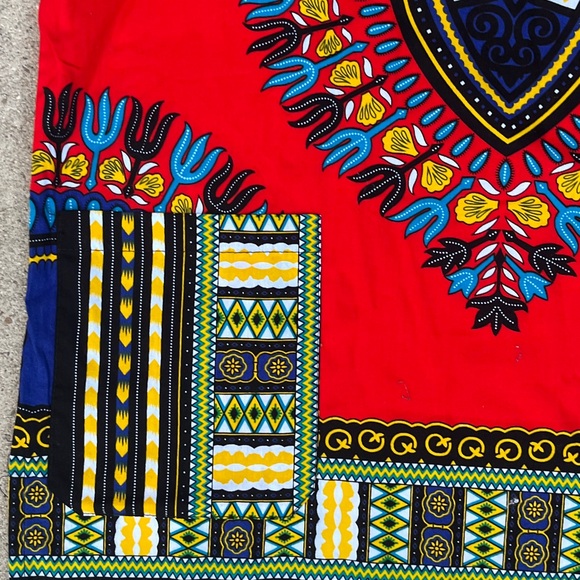 Handmade Mens Dashiki Shirt African Hippie Vintage Red Tribal Blouse Sz M - Picture 5 of 16